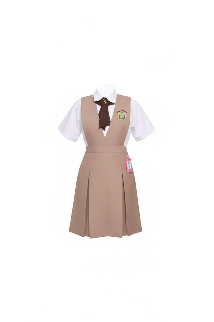 Jumper Escolar Plisado Beige &ndash; Uniforme Escolar Cl&aacute;sico y Resistente