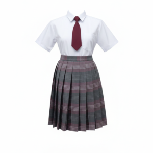 Falda Escolar Plisada a Cuadros Gris y Vino – Uniforme Escolar Clásico
